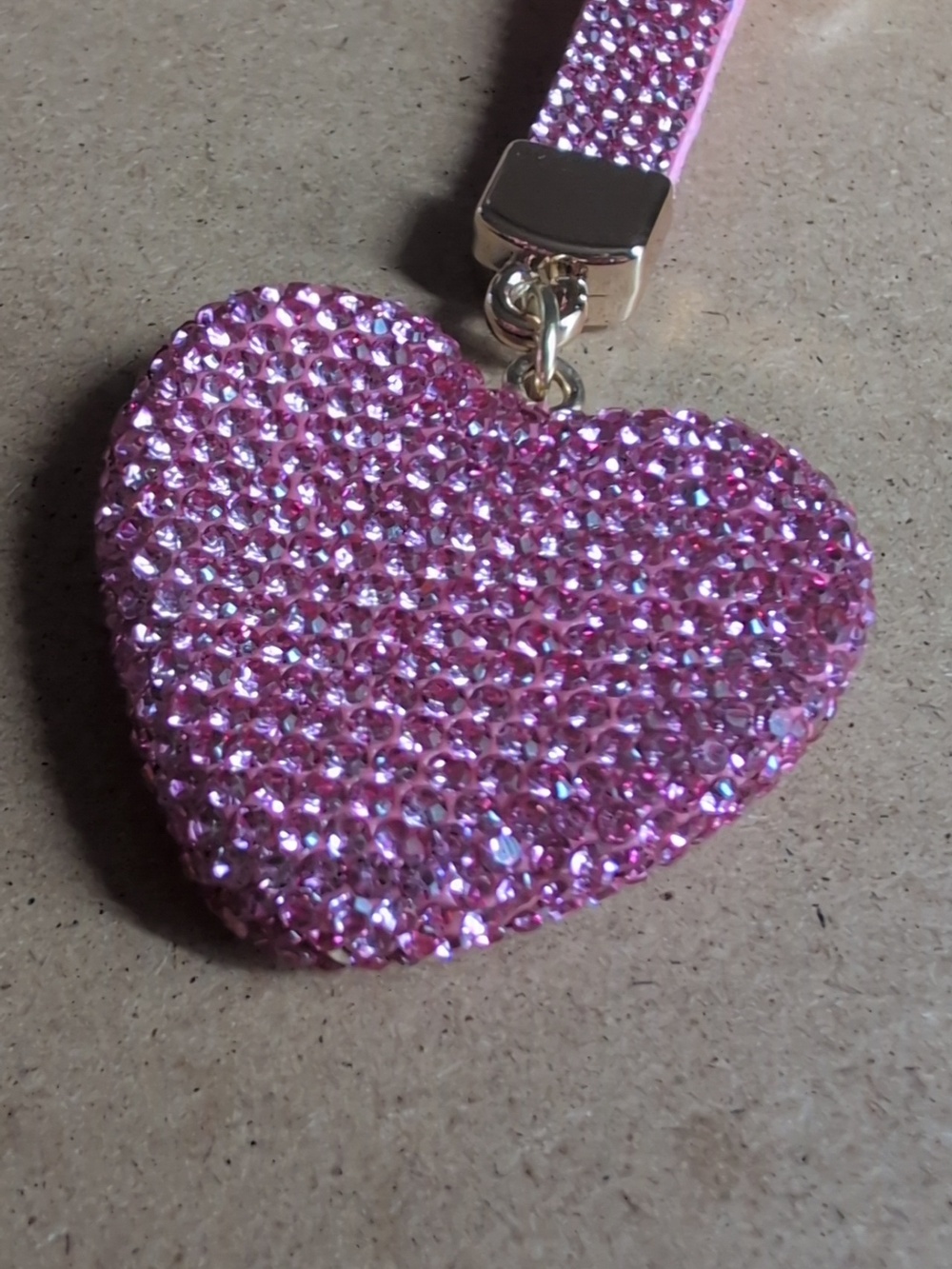 Pink Crystal Heart Charm — Sparkling Pink Accessory